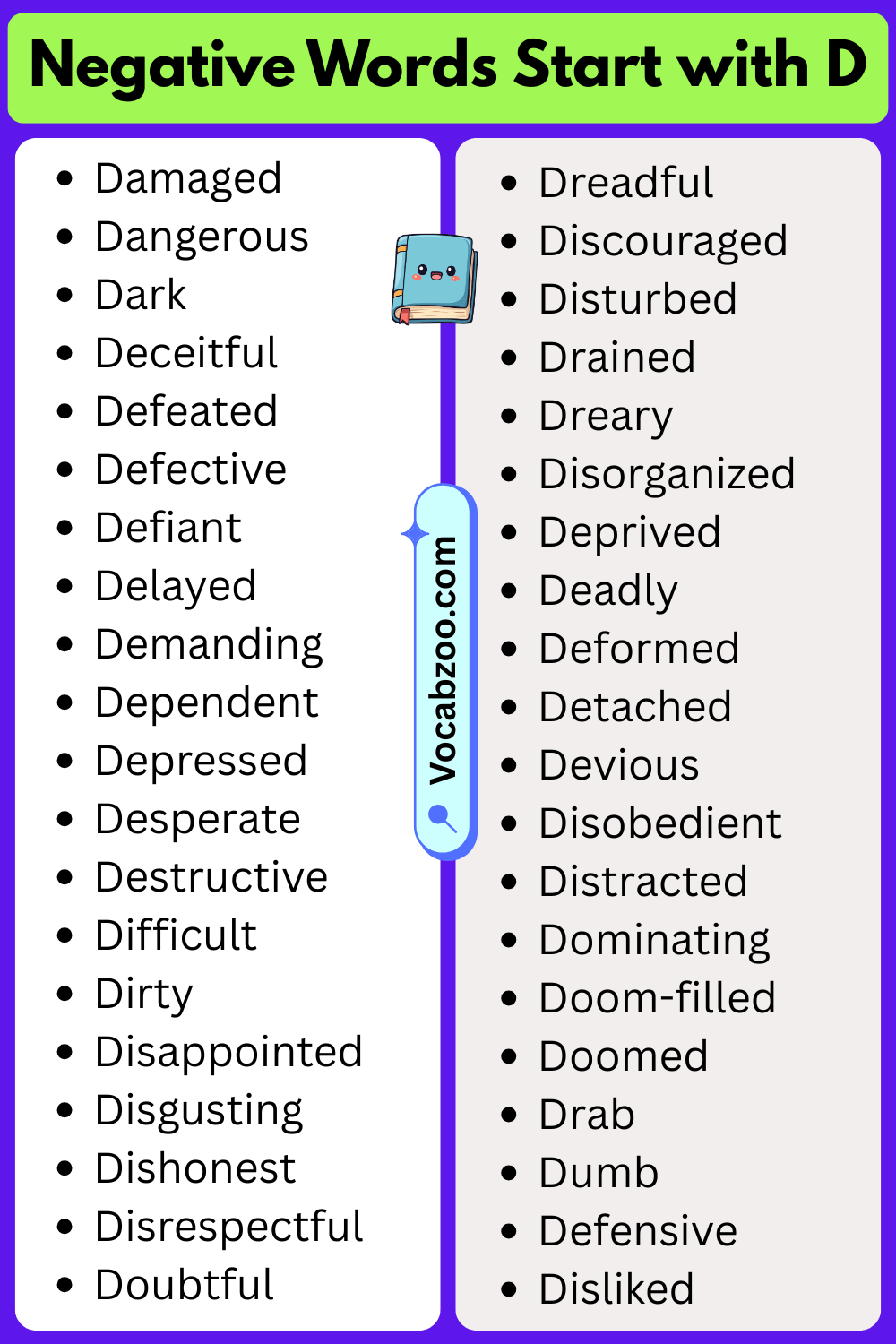 Negative Words That Start With D