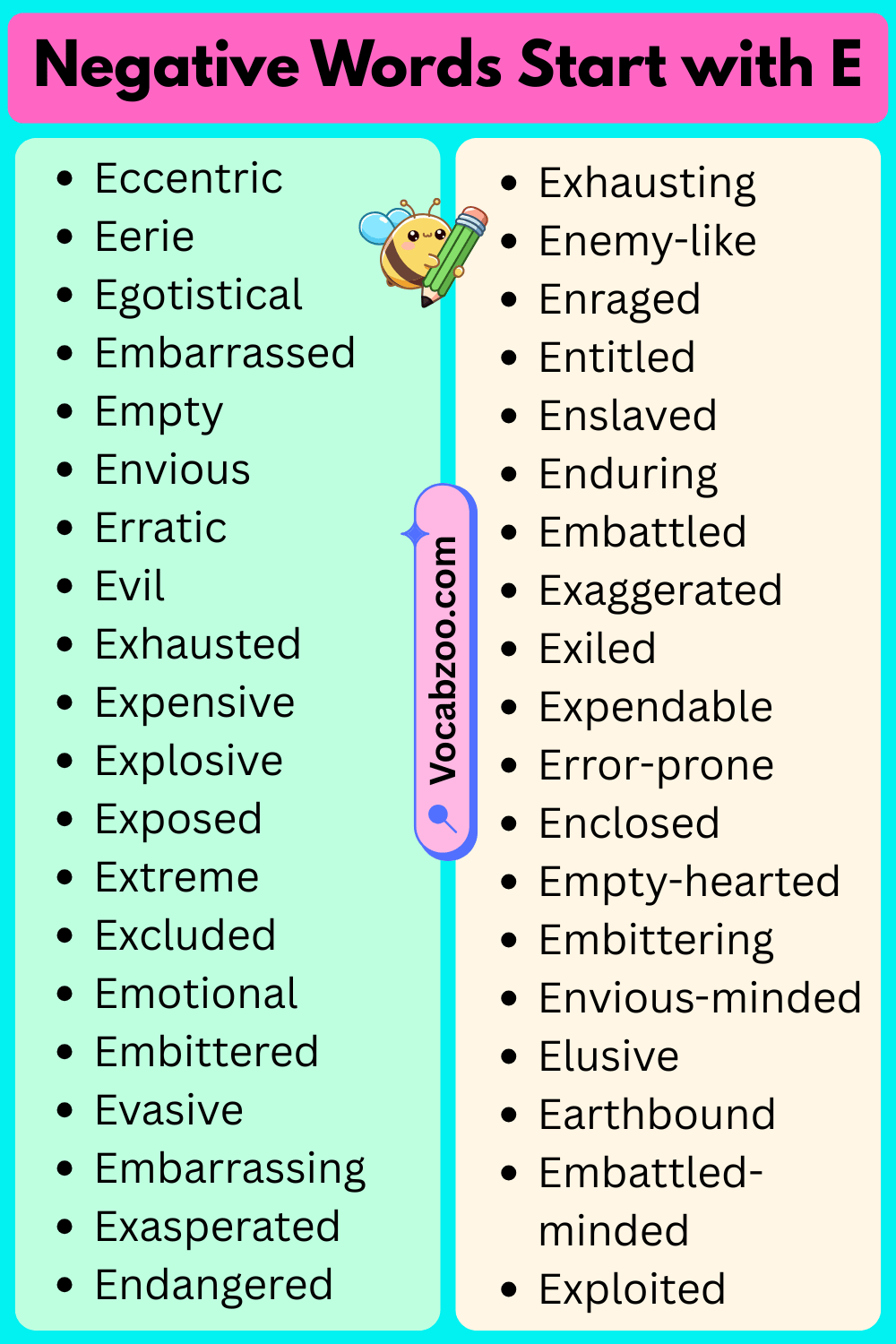 Negative Words That Start With E