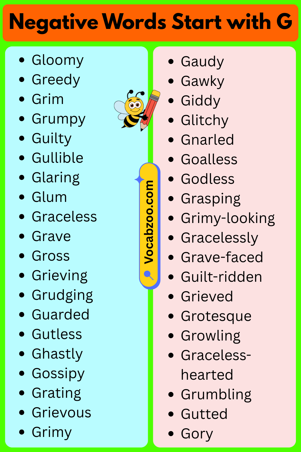Negative Words That Start With G