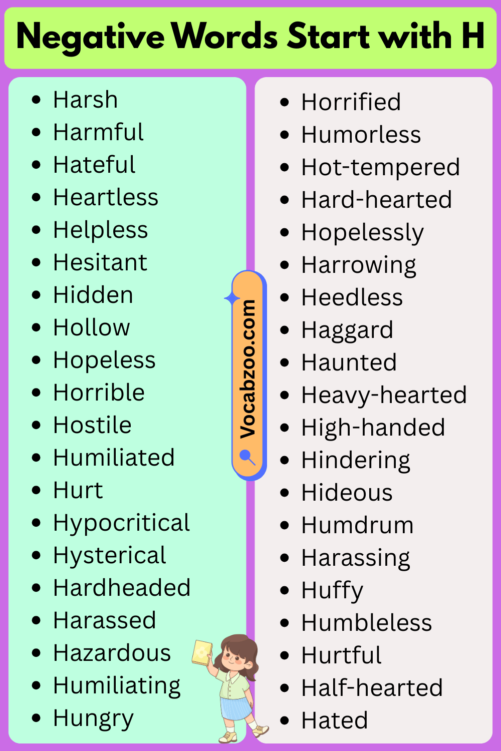 Negative Words That Start With H