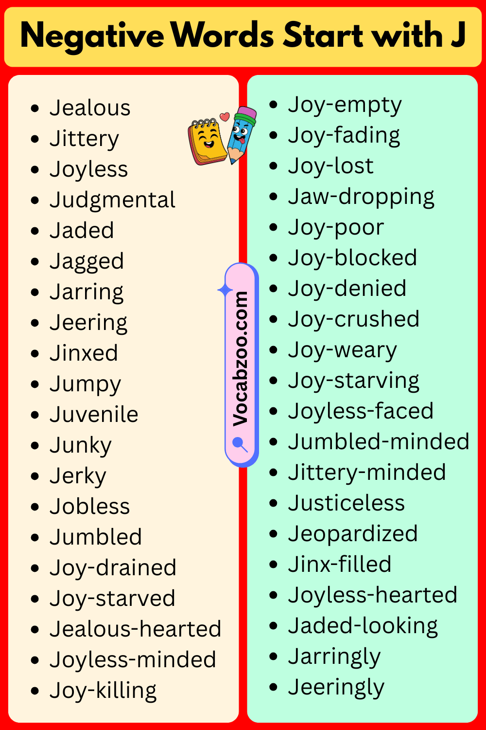 Negative Words That Start With J