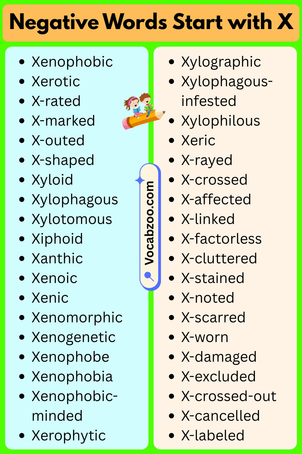 Negative Words That Start With X
