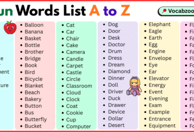 Noun List A to Z in English with Pictures