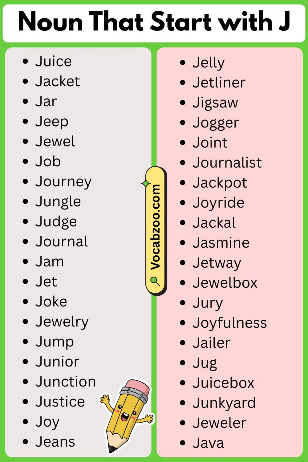 Noun That Start with J