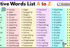 Positive Words List A to Z in English with Pictures