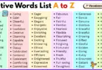 Positive Words List A to Z in English with Pictures