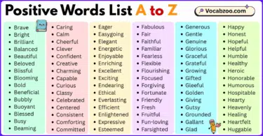 Positive Words List A to Z in English with Pictures