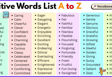 Positive Words List A to Z in English with Pictures