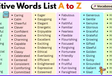 Positive Words List A to Z in English with Pictures