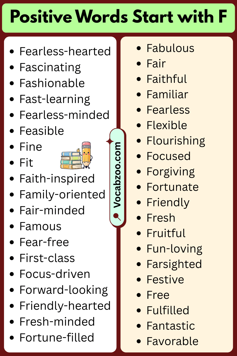 Positive Words That Start with F