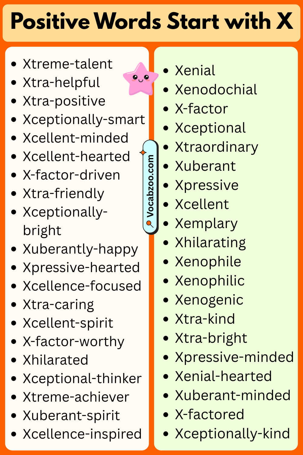 Positive Words That Start with X