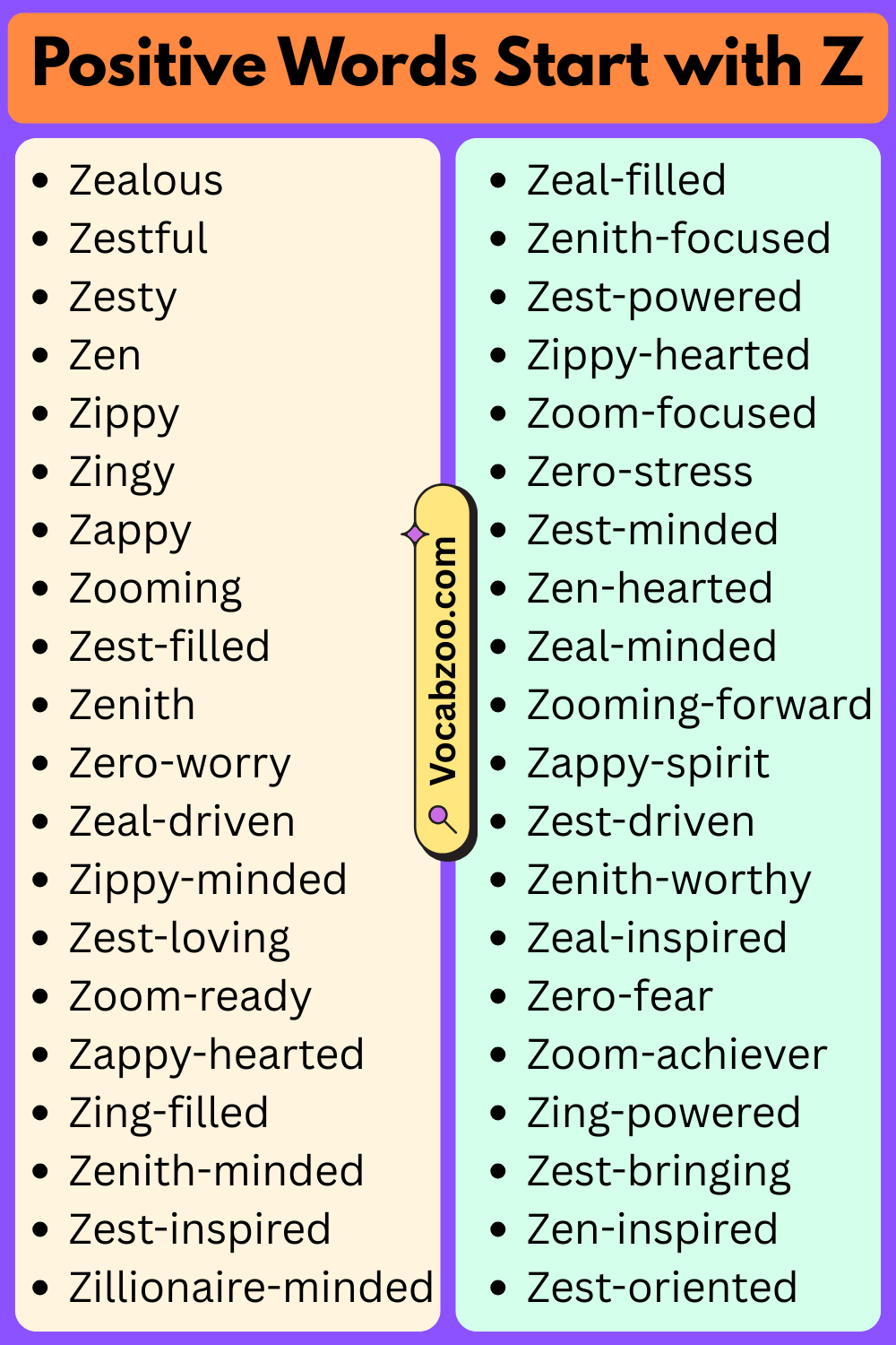 Positive Words That Start with Z