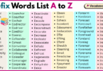 Prefix Words List A to Z in English with Pictures