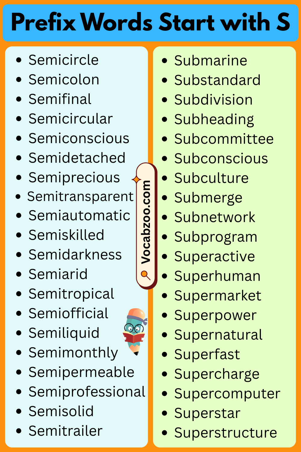 Prefix Words That Start with S