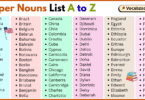 Proper Nouns List A to Z in English with Pictures