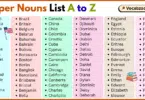 Proper Nouns List A to Z in English with Pictures