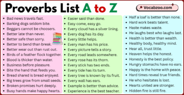 Proverbs List A to Z in English with Pictures