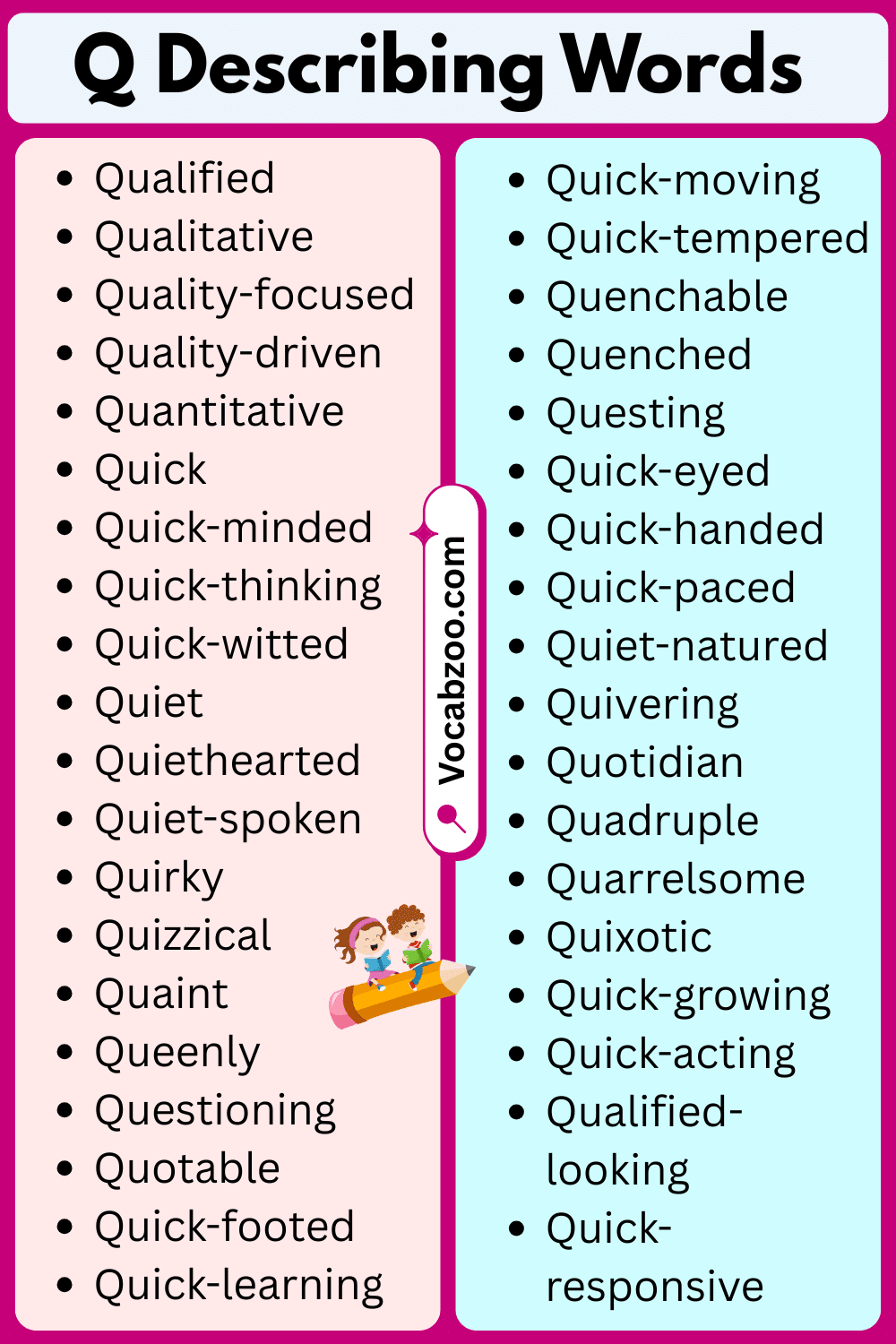 Q List of Describing Words