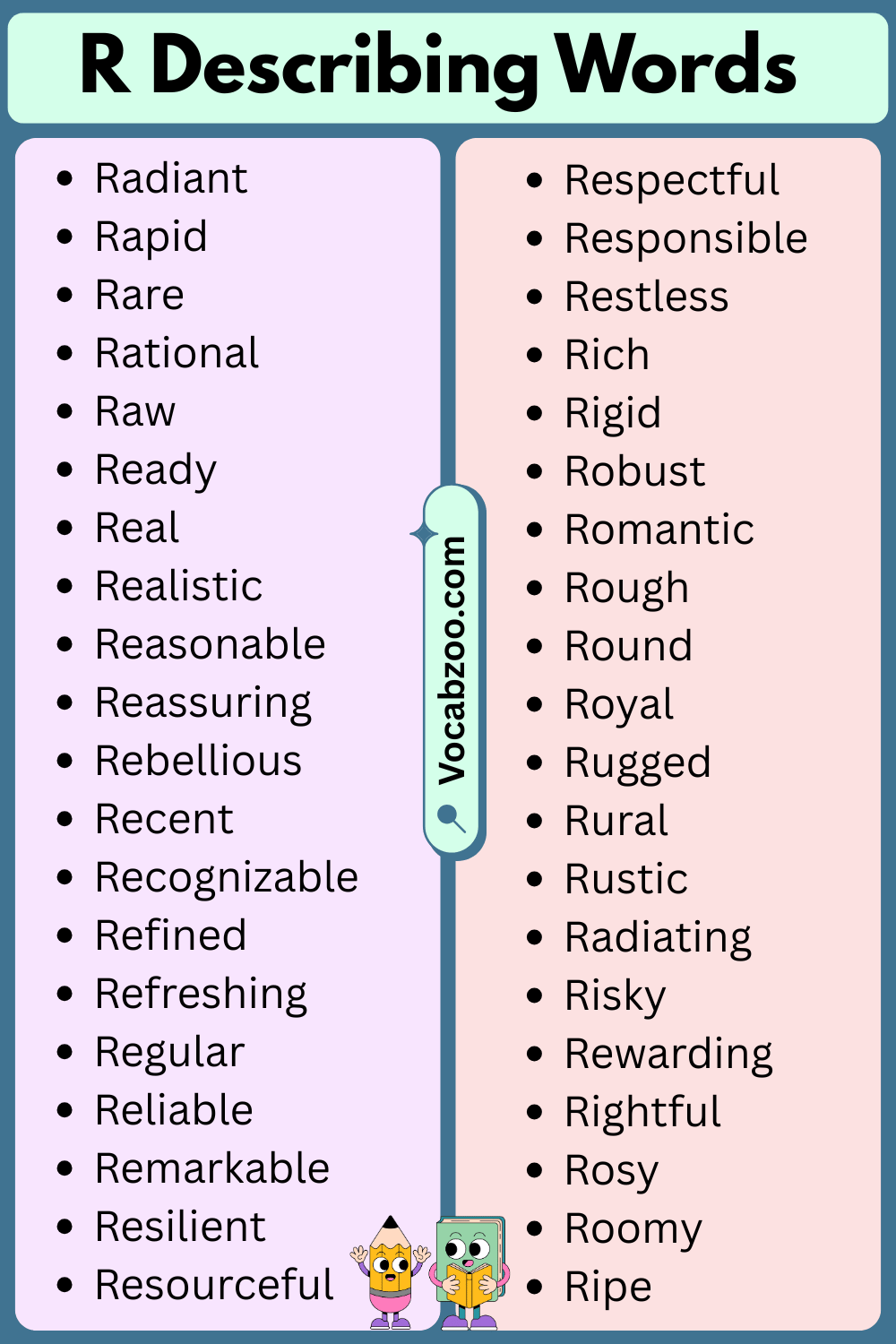 R List of Describing Words