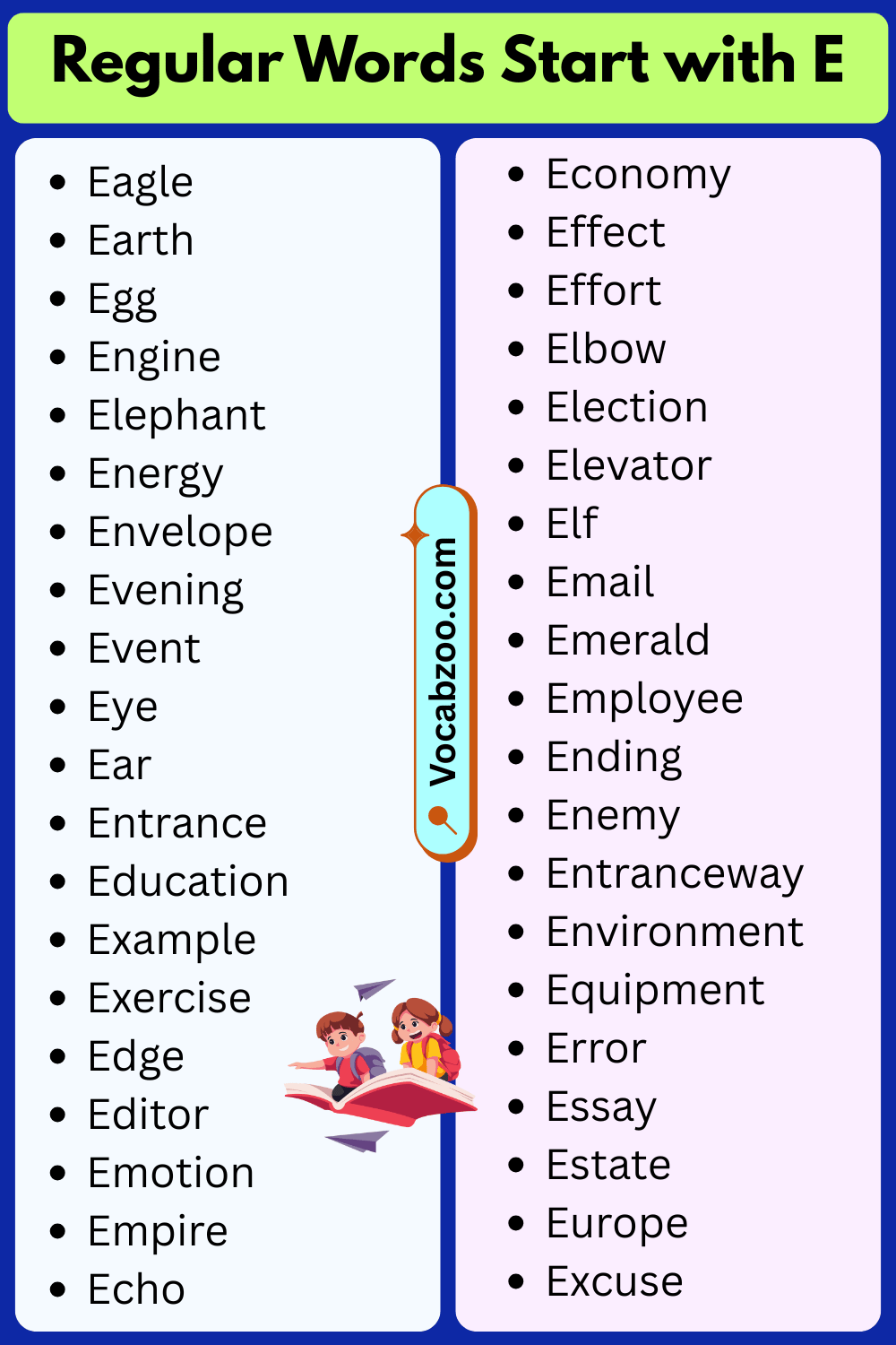 Regular Words List That Start with E