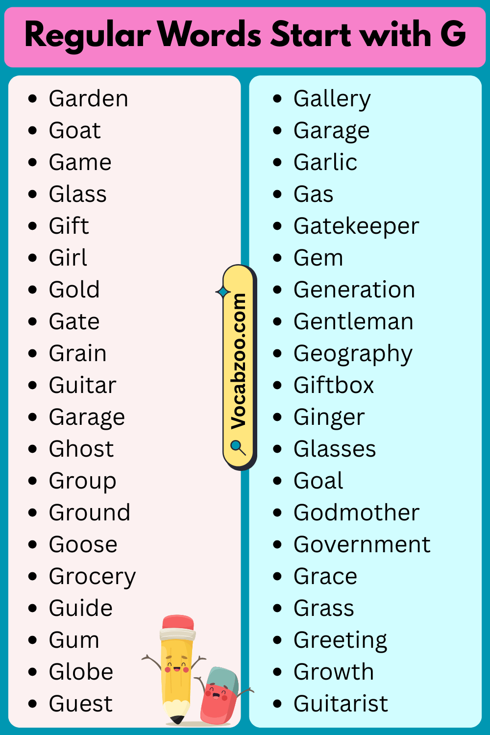 Regular Words List That Start with G