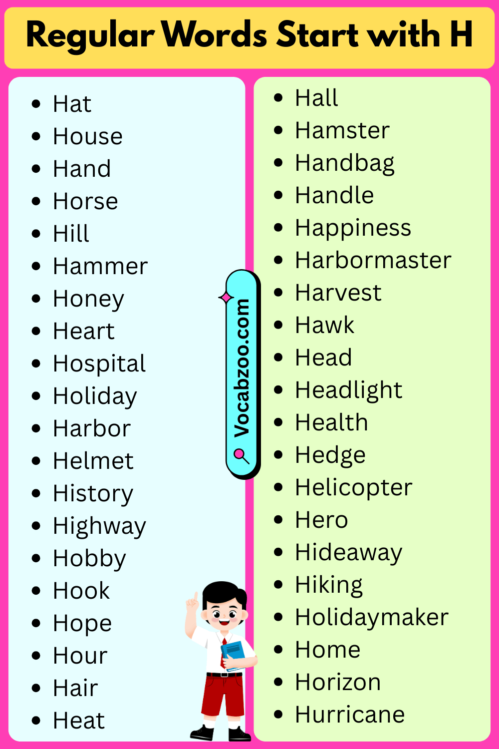 Regular Words List That Start with H