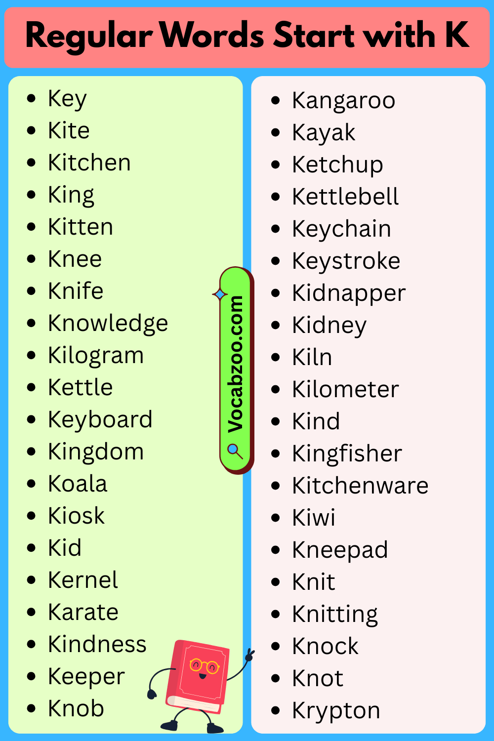 Regular Words List That Start with K