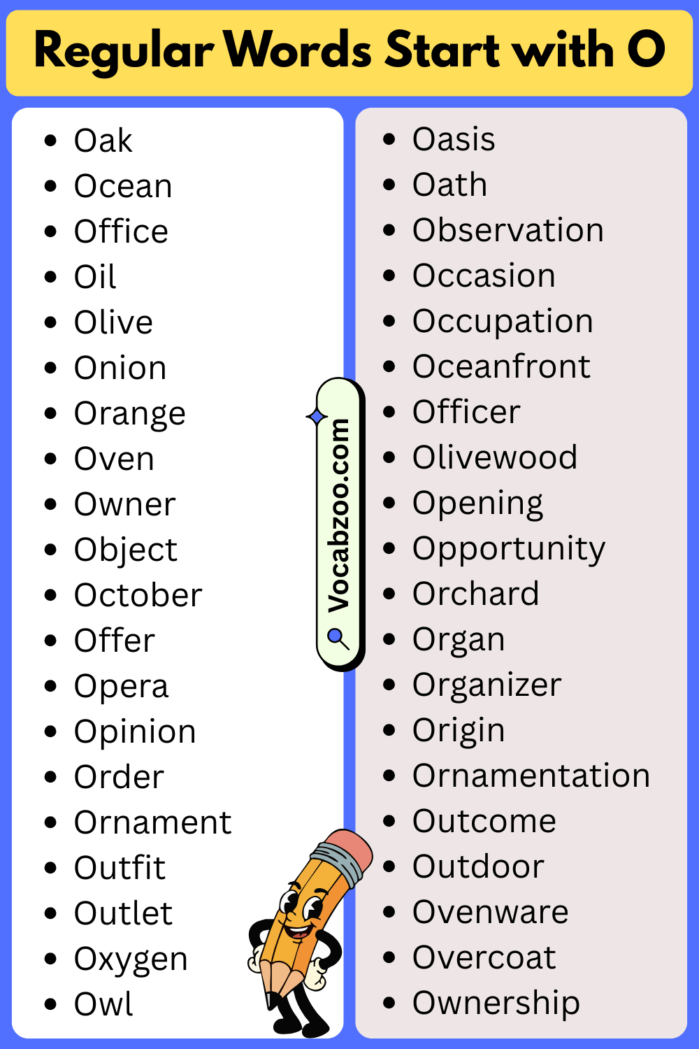 Regular Words List That Start with O