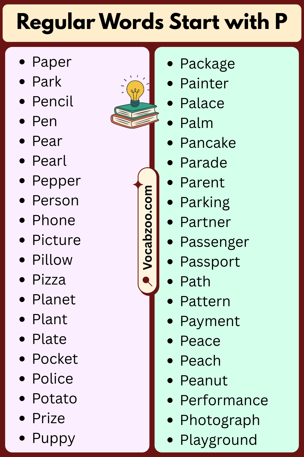 Regular Words List That Start with P