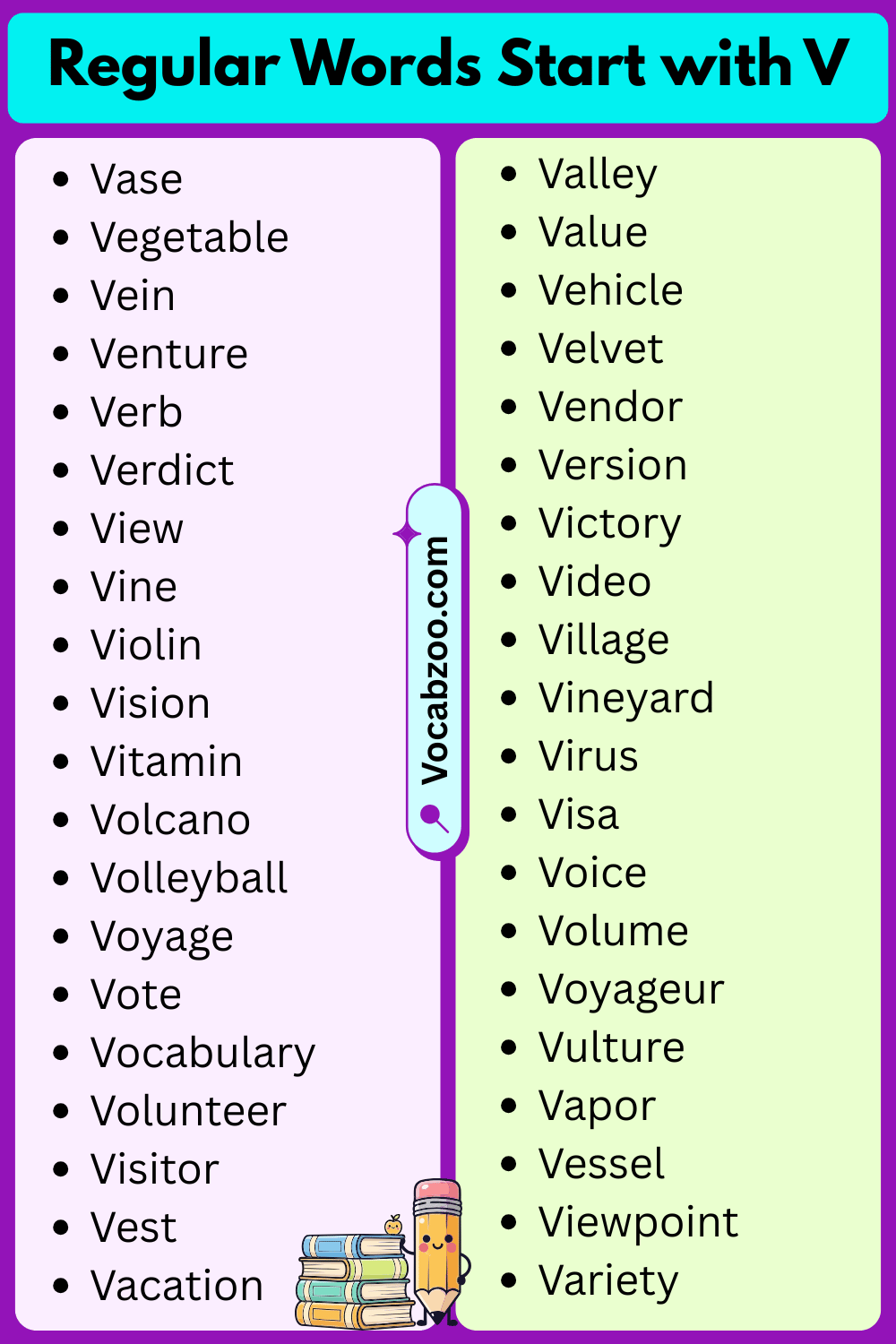 Regular Words List That Start with V
