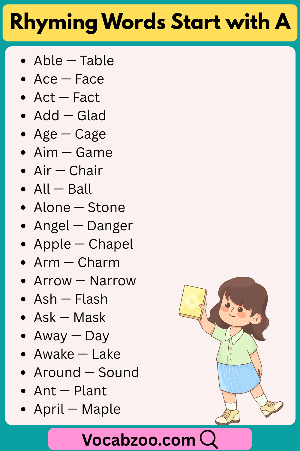 Rhyming Words That Start with A