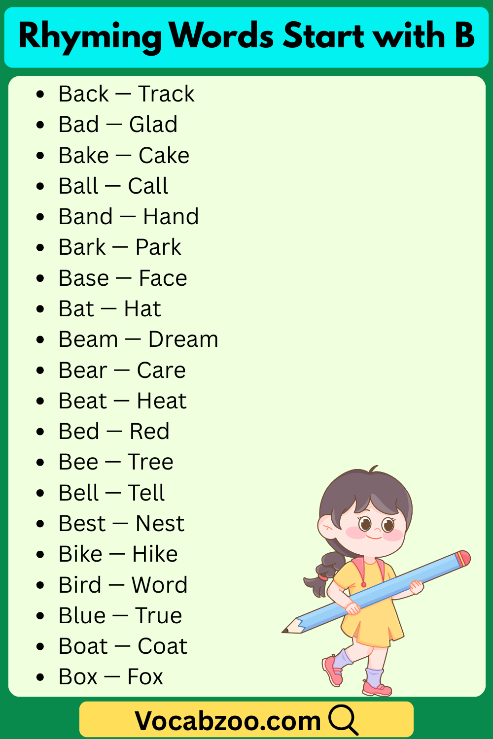 Rhyming Words That Start with B