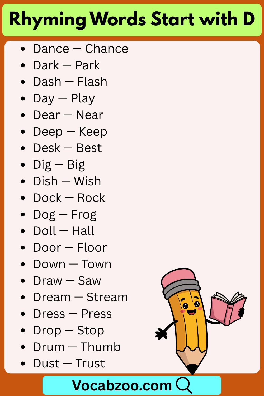 Rhyming Words That Start with D