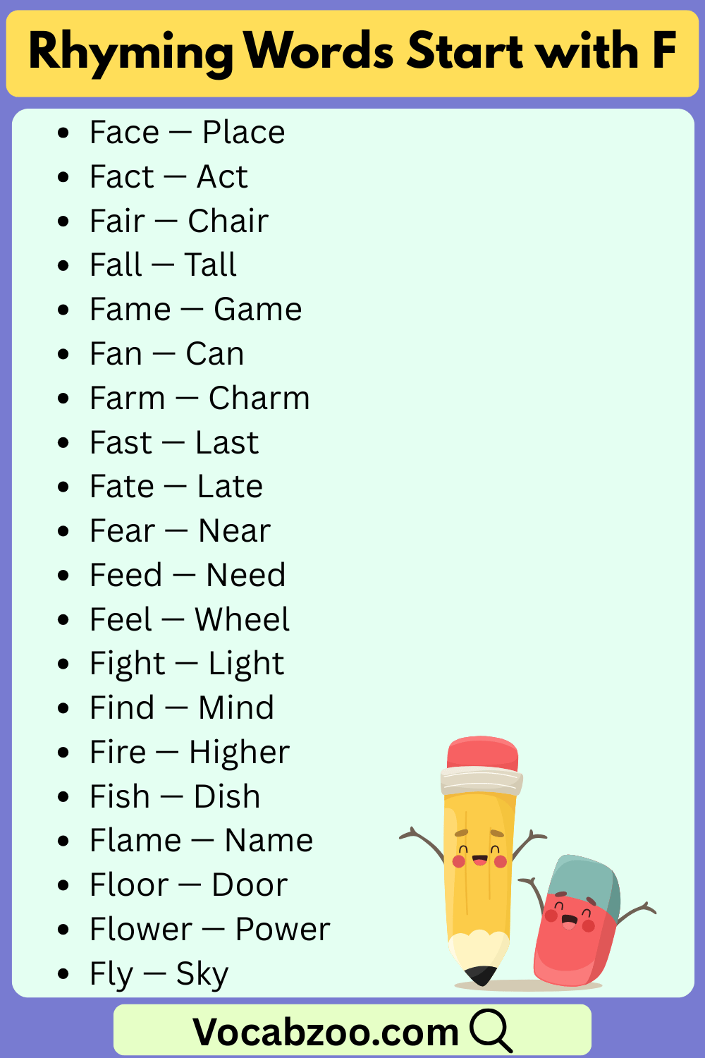 Rhyming Words That Start with F
