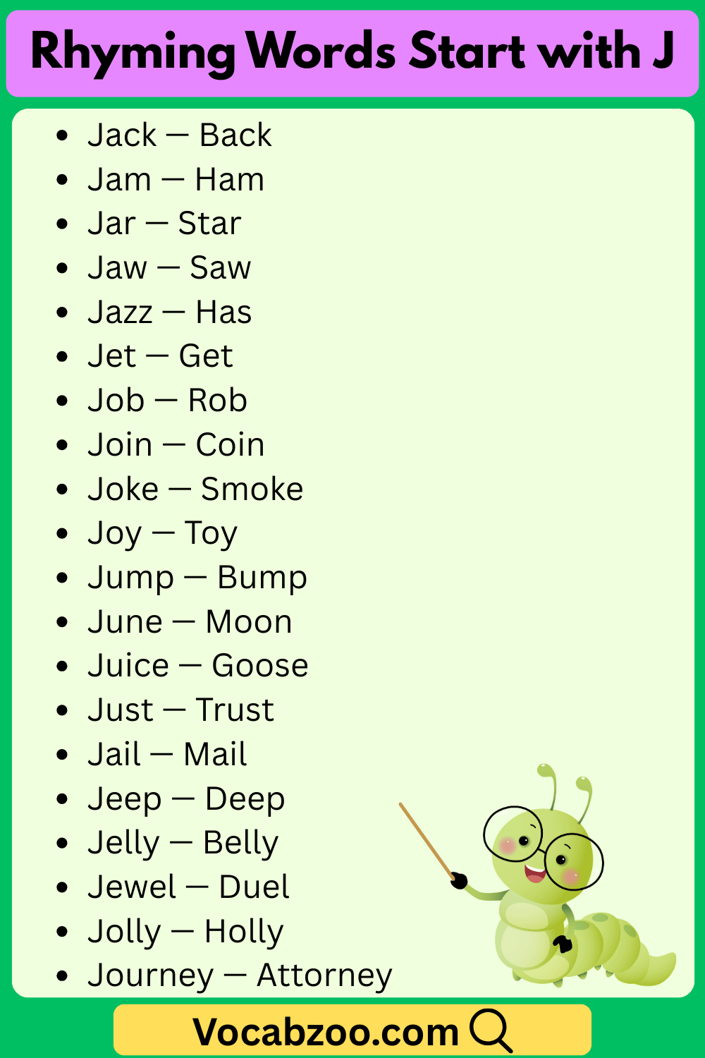 Rhyming Words That Start with J