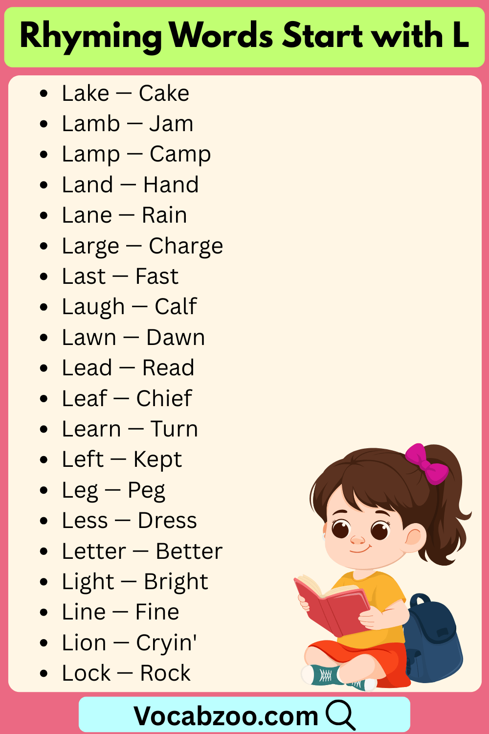 Rhyming Words That Start with L