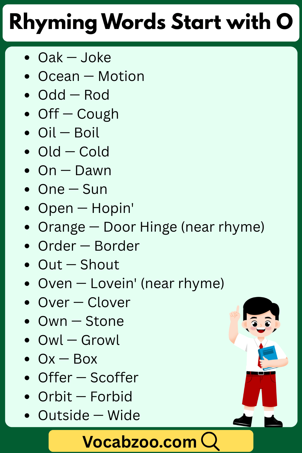 Rhyming Words That Start with O