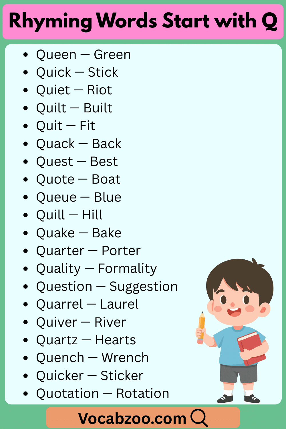 Rhyming Words That Start with Q