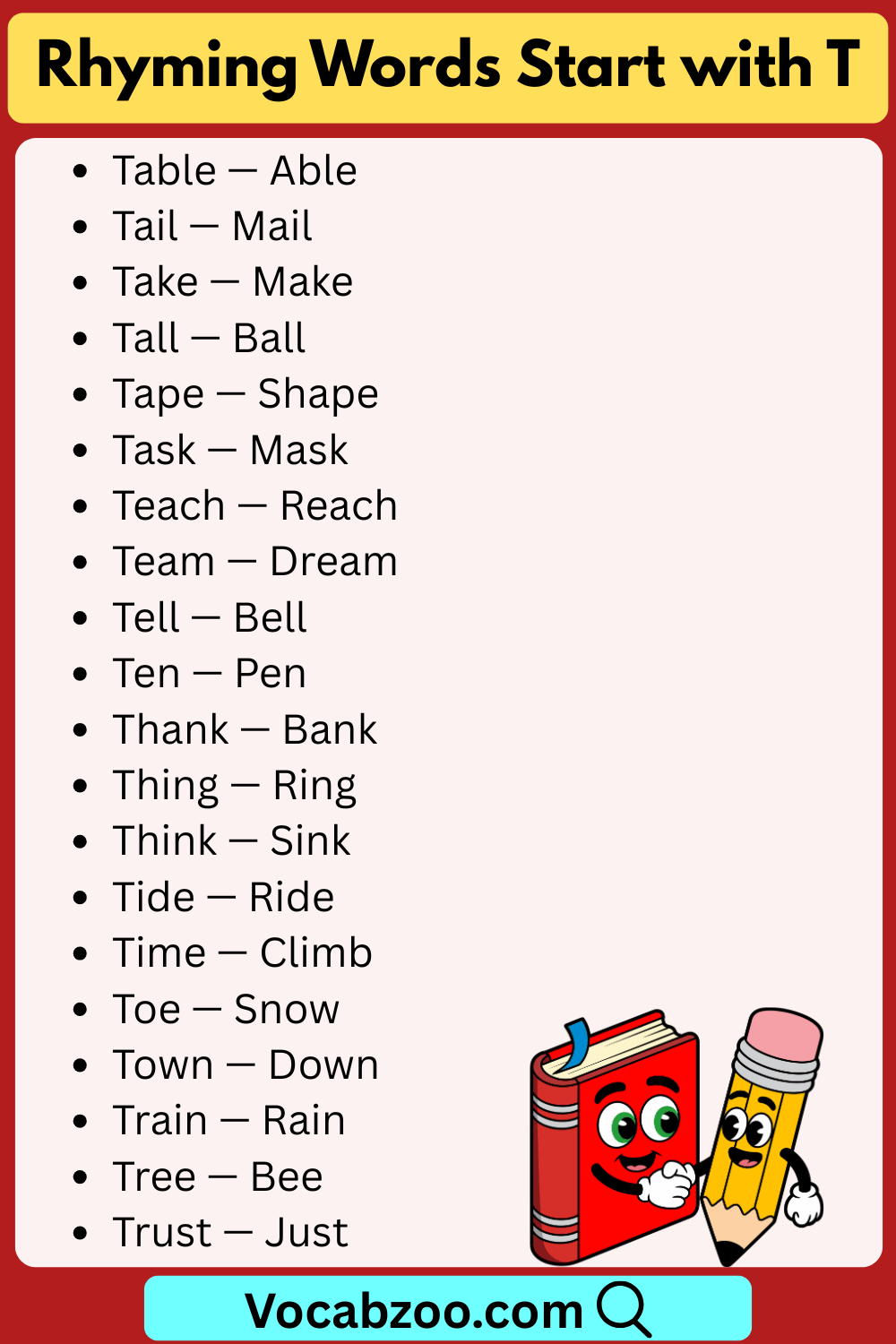 Rhyming Words That Start with T