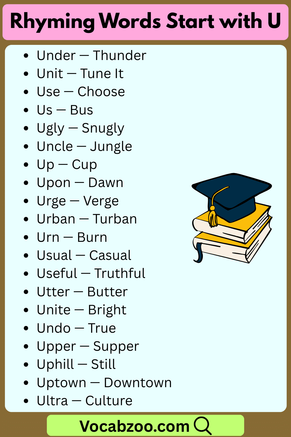 Rhyming Words That Start with U