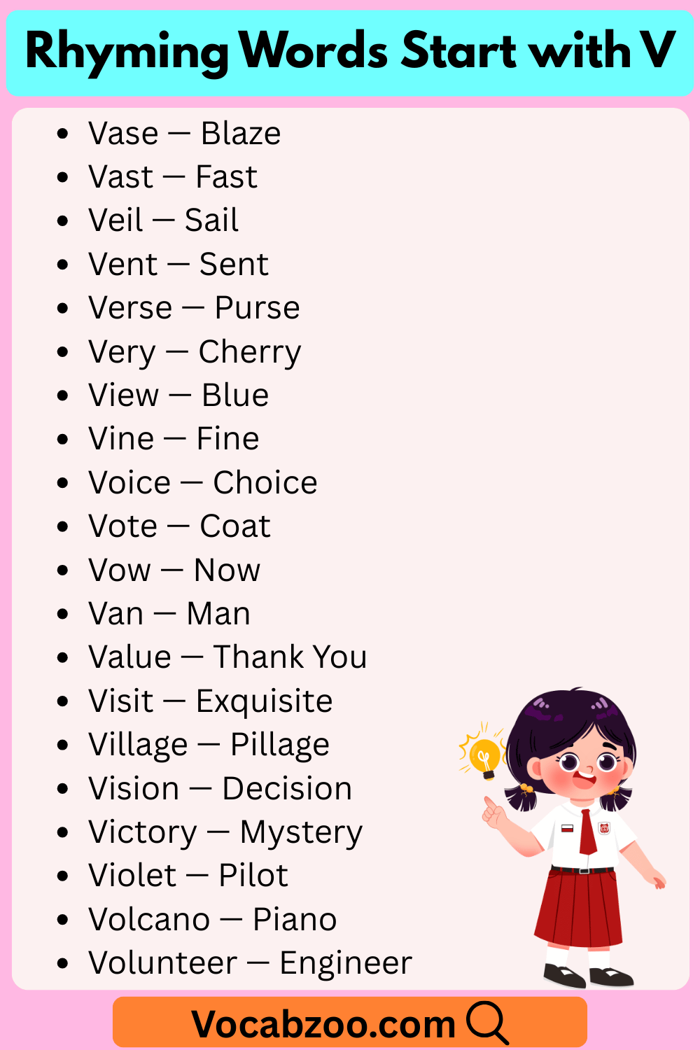 Rhyming Words That Start with V