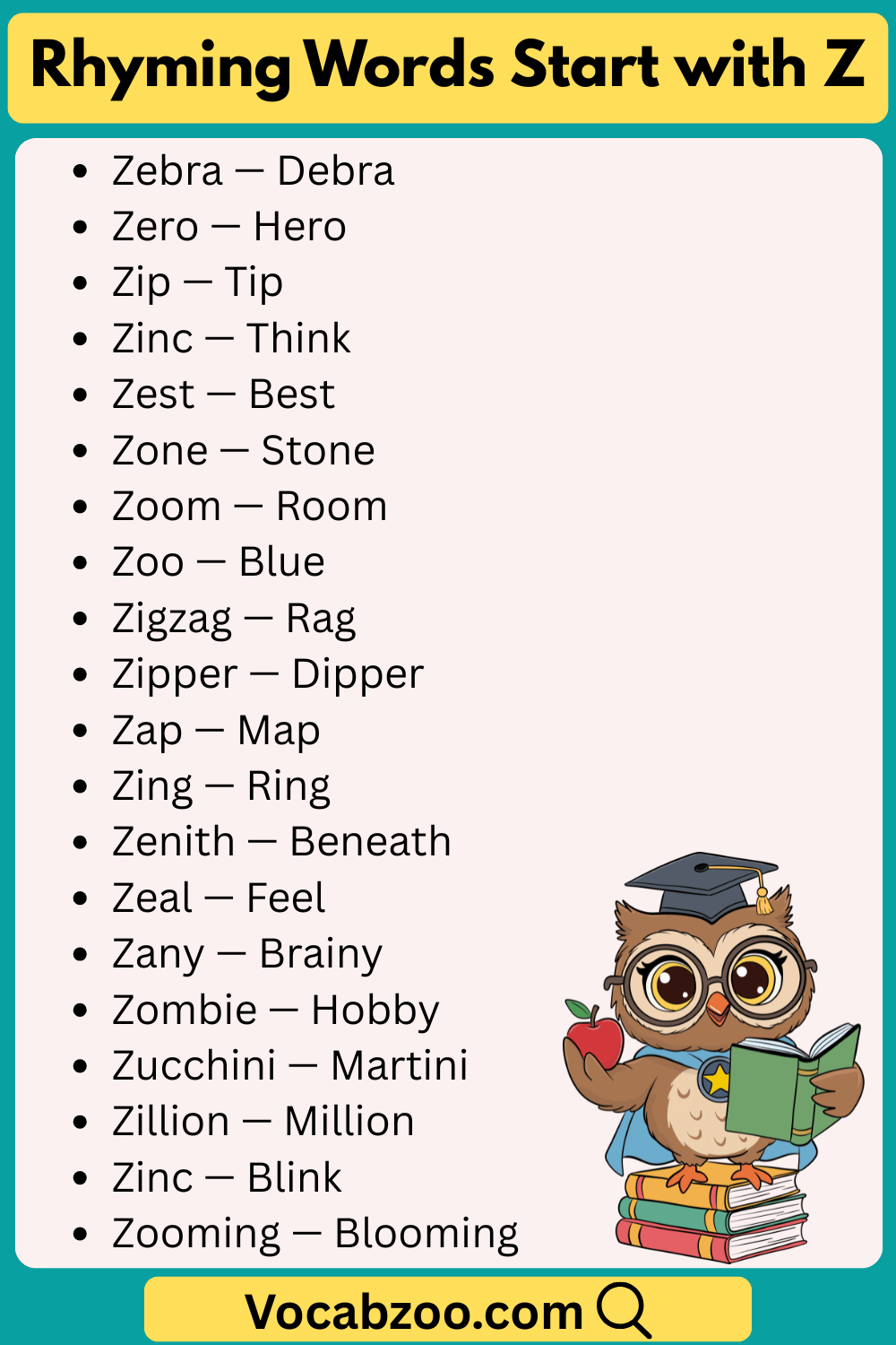 Rhyming Words That Start with Z
