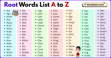 Root Words List A to Z in English with Pictures