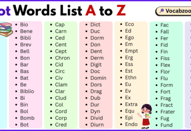 Root Words List A to Z in English with Pictures