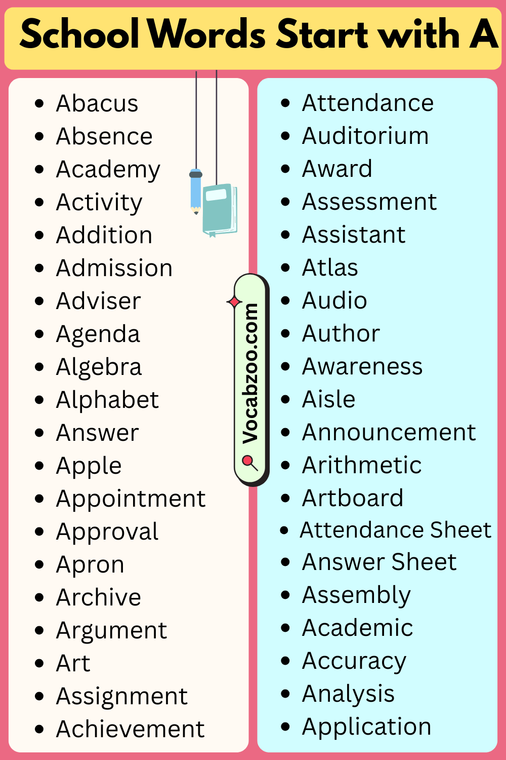 School Words That Start with A