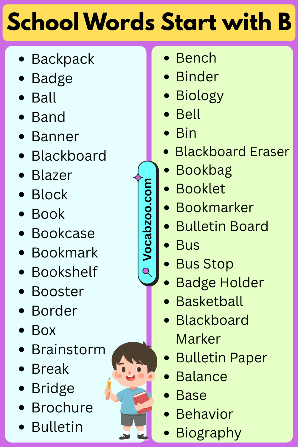 School Words That Start with B