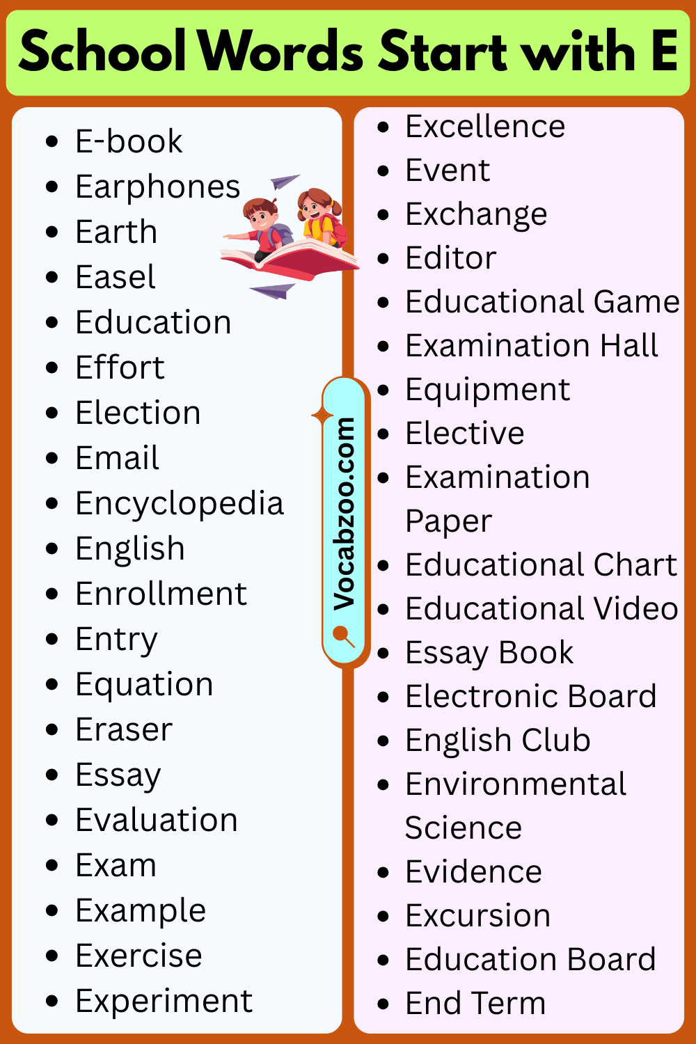School Words That Start with E