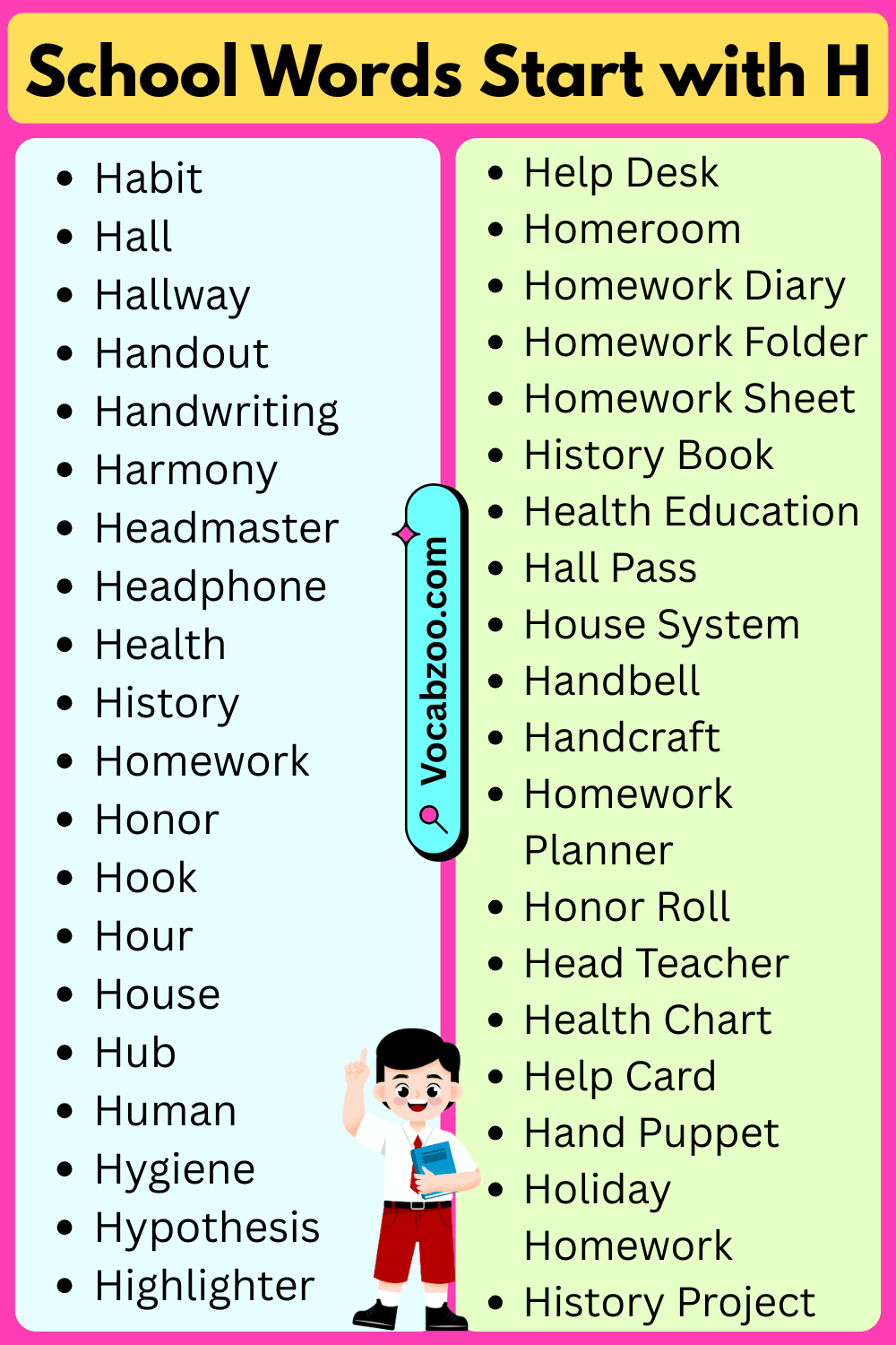 School Words That Start with H
