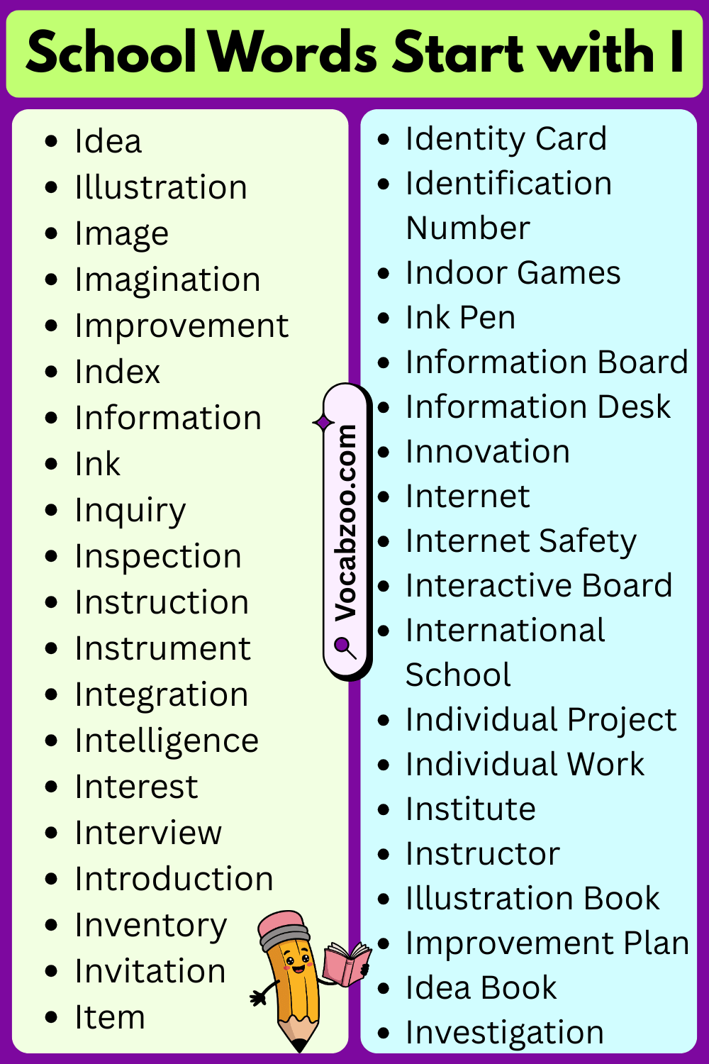 School Words That Start with I