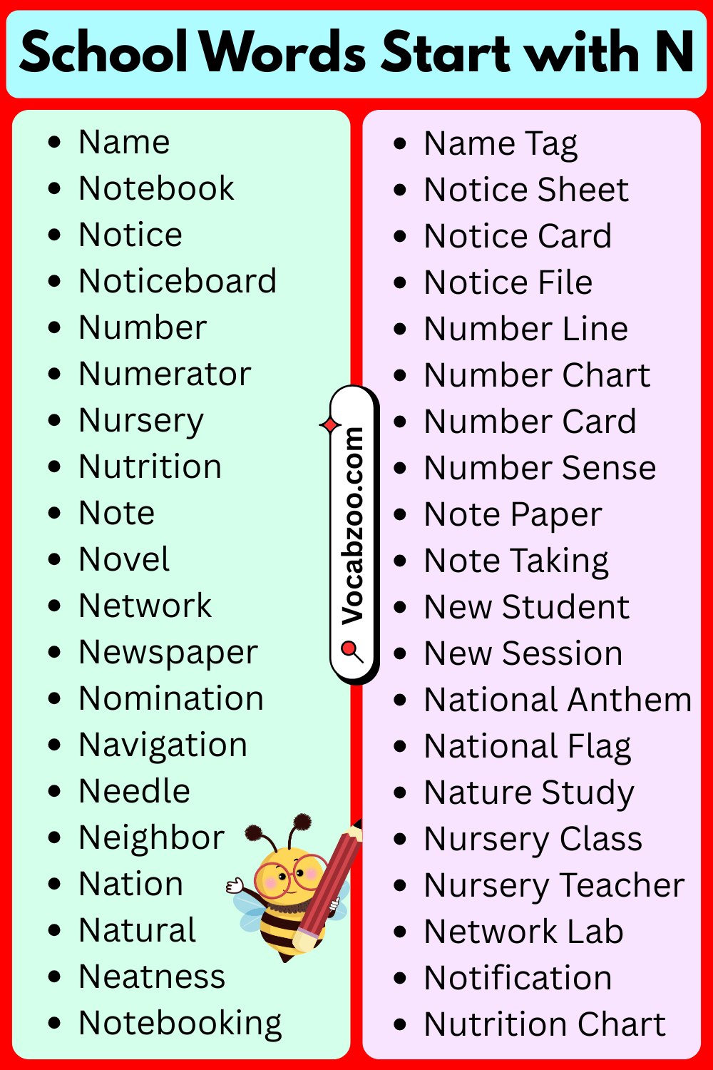 School Words That Start with N